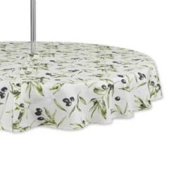 Design Imports Olives Print Outdoor Tablecloth With Zipper 60 Round -Design Imports GUEST 862707b1 d940 454f 9991 ff3613f8e684