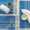 Design Imports Blue Tonal Stripe With Fringe Placemat Set/6
