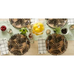 DII Jute Printed Placemat Set 6 Piece, Black Fern Print, 15" Dia 14 DII Jute Printed Placemat Set 6 Piece, Black Fern Print, 15" Dia -Design Imports GUEST 866b4855 ad86 4ed9 81ed 1743ee53371d