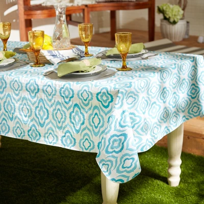 Design Imports Blue Ikat Vinyl Tablecloth 60X84 2 Design Imports Blue Ikat Vinyl Tablecloth 60X84 - Image 2