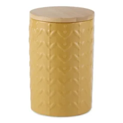 Design Imports 23 Design Imports Honey Gold Matte Retro Vine Texture Ceramic Canister Set/3