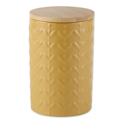 Design Imports Honey Gold Matte Retro Vine Texture Ceramic Canister Set/3 1 Design Imports Honey Gold Matte Retro Vine Texture Ceramic Canister Set/3