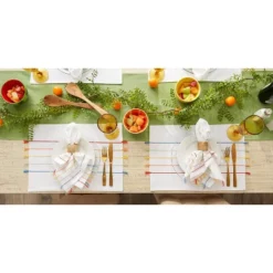 DII Stripe Tassel Placemat Set 4 Piece, White & Rainbow, 13x19" -Design Imports GUEST 876e881e f878 4eb9 9e16 94ea1968b1b7