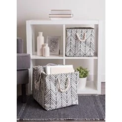 Design Imports Polyester Bin Herringbone Off White Square 11X11X11 11 Design Imports Polyester Bin Herringbone Off White Square 11X11X11 -Design Imports GUEST 8785b86a 0e2c 410d 94e3 8024d393bcac