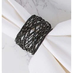 Design Imports Bird Nest Black Napkin Ring Set/4 -Design Imports GUEST 879aa309 9abc 419e 97d4 54787d34ce13