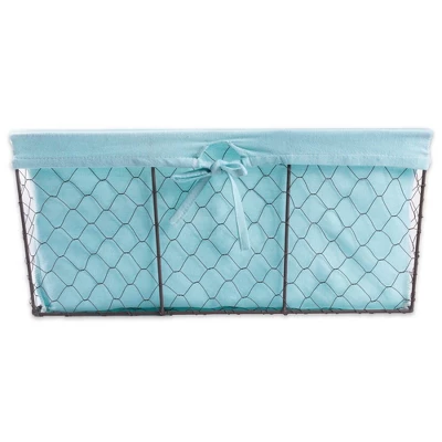 Design Imports Set Of 5 Rustic Bronze Chicken Wire Liner Baskets Aqua 6 Design Imports Set Of 5 Rustic Bronze Chicken Wire Liner Baskets Aqua - Image 6
