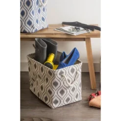 Design Imports Polyester Bin Ikat Mineral Rectangle Medium 16X10X12 -Design Imports GUEST 881be529 6350 45e5 8a88 a0a8eb65da67