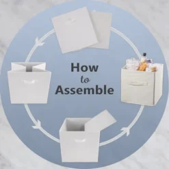 Design Imports Nonwoven Polyester Cube Stripe White/Gold Square 11X11X11 Set/4 -Design Imports GUEST 88a7d1f1 dcf6 4b9b b041 010fd0c140cb 4