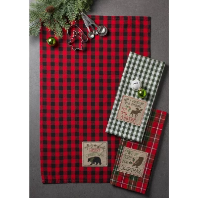 Design Imports Christmas Embellished Dishtowel Set 3 Piece, 18X28", Cabin Christmas 1 Design Imports Christmas Embellished Dishtowel Set 3 Piece, 18X28", Cabin Christmas