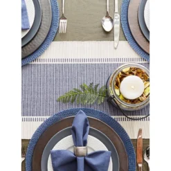 DII Round Floral Placemat Set 6 Piece, French Blue, 15" Dia -Design Imports GUEST 89ea680c 4bb4 4c13 94fb c76c98945a30