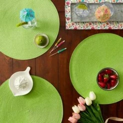 DII Solid Woven Placemat Set 6 Piece, Lime, 15" Dia -Design Imports GUEST 8ae9766c ec3f 403c ba24 867f5ff05967