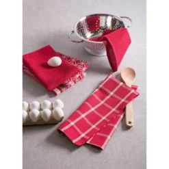 5pk Kitchen Towel & Dishcloth Set Red - Design Imports: Absorbent Cotton, Fast Drying, With Hanging Loop -Design Imports GUEST 8af9defd b2aa 406a bb34 1da0acfd3934