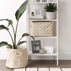 Design Imports Polyester Bin Lattice Vintage Linen Rectangle Medium 16X10X12 -Design Imports GUEST 8b965332 ae6d 46c8 b758 3c1e385a6bd0