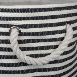 Design Imports Paper Bin Pinstripe Black Round Large 20X15X15 -Design Imports GUEST 8b98778c 2d8a 45d7 b60d 91af3f14c610