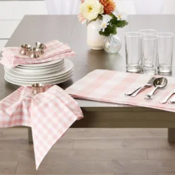 Design Imports Gingham Napkin Set 6 Piece, Pink, 20X20" -Design Imports GUEST 8bf4c6fd 1146 47ec 9c6f e3f4c9c14e04