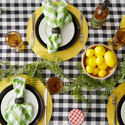 Design Imports Cotton Classic Check Tablecloth, Black, 52X52" 3 Design Imports Cotton Classic Check Tablecloth, Black, 52X52" - Image 3