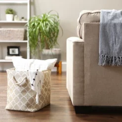 Design Imports Polyester Bin Lattice Vintage Linen Rectangle Large 17.5X12X15 -Design Imports GUEST 8c3d844e 87e4 45ea 91ad f3a2f30b6d18