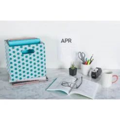 Polyester Cube Honeycomb Teal Square 13x13x13 -Design Imports GUEST 8c5a2bea 1ab5 4d58 bfe9 582887dead05