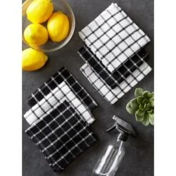 Design Imports Windowpane Terry Dishcloth Set 6 Piece, 12X12", Black -Design Imports GUEST 8d273468 1e9f 4461 97a4 b458f4038716