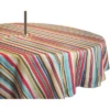 60"R Summer Stripe Outdoor Tablecloth With Zipper - Design Imports: Round Patio Tablecloth, Machine Washable