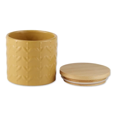 Design Imports Honey Gold Matte Retro Vine Texture Ceramic Canister Set/3 5 Design Imports Honey Gold Matte Retro Vine Texture Ceramic Canister Set/3 - Image 5