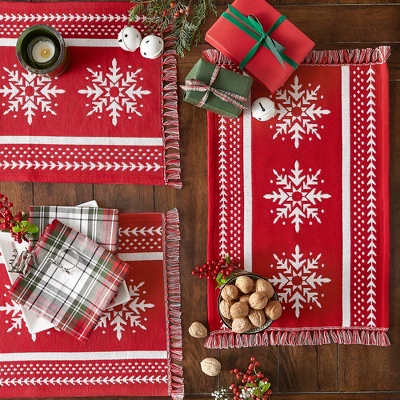 NORDIC SNOWFLAKE STRIPE JACQUARD PLACEMAT SET/4 4 NORDIC SNOWFLAKE STRIPE JACQUARD PLACEMAT SET/4 - Image 4