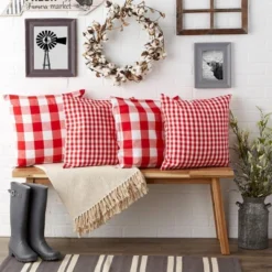 4pk 18"x18" Gingham Buffalo Check Assorted Square Throw Pillow Covers - Design Imports -Design Imports GUEST 8f6c283b c7bd 4750 9090 2f7c65cfb72a