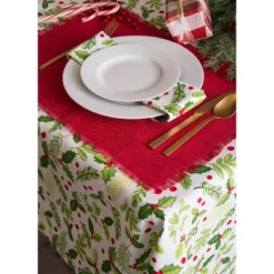 DII Jute Solid Placemat Set 6 Piece, Tango Red, 13x19"