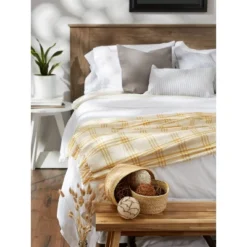 50"x60" Modern Farmhouse Plaid Throw Blanket Gold - Design Imports: Cotton Woven, Hypoallergenic, Machine Washable 16 50"x60" Modern Farmhouse Plaid Throw Blanket Gold - Design Imports: Cotton Woven, Hypoallergenic, Machine Washable -Design Imports GUEST 90485cd0 7a1f 4c3f 9308 0bf57c914b9c