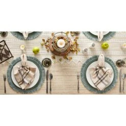 DII Fringe Placemat Set 6 Piece, Dark Green, 14.75" Dia -Design Imports GUEST 9077df74 32a7 4a16 8f1e f2db9a63a575