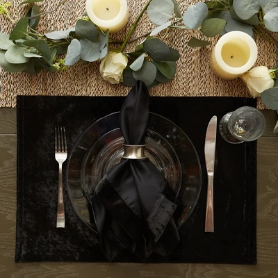 DII Polyester Velvet Placemat Set 4 Piece, Black, 13x19" 4 DII Polyester Velvet Placemat Set 4 Piece, Black, 13x19" - Image 4