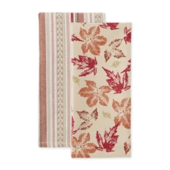 Design Imports Assorted Rustic Leaves Dishtowel (Set Of 2)