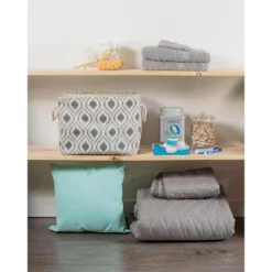 Design Imports Polyester Bin Ikat Mineral Rectangle Medium 16X10X12