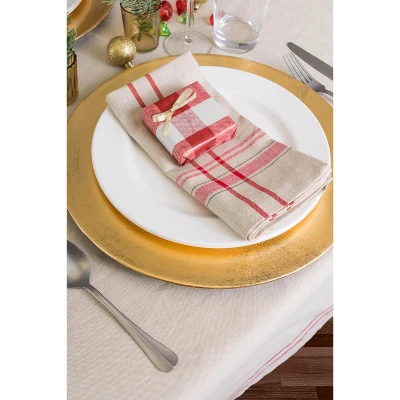 Design Imports French Stripe Napkin Set 6 Piece, Taupe/Red, 20X20" 4 Design Imports French Stripe Napkin Set 6 Piece, Taupe/Red, 20X20" - Image 4