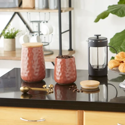 Design Imports Cinnamon Matte Dimple Texture Ceramic Canister Set/2 4 Design Imports Cinnamon Matte Dimple Texture Ceramic Canister Set/2 - Image 4