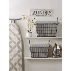 Design Imports Set Of 2 Farmhouse Black Wire Ticking Stripe Liner Baskets Black/White -Design Imports GUEST 92a0c2f9 59e8 403c a3b1 1092b52d9312