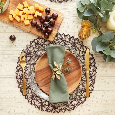 Design Imports Eggplant Woven Paper Round Placemat Set/6 3 Design Imports Eggplant Woven Paper Round Placemat Set/6 - Image 3