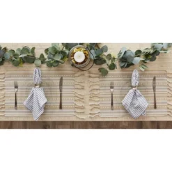 DII Stripe Placemat Set 6 Piece, Natural, 13x19" -Design Imports GUEST 93d12ae7 5161 402c 904c bb9c7489fac7