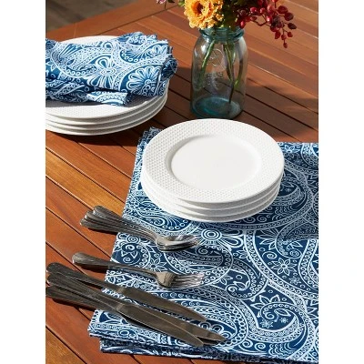 Design Imports Blue Paisley Print Outdoor Placemat Set/6 7 Design Imports Blue Paisley Print Outdoor Placemat Set/6 - Image 7