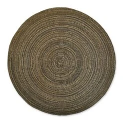 Set Of 6 Variegated Lurex Round Woven Placemat Brown - Design Imports