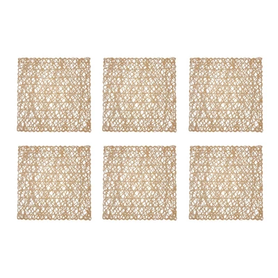 TAUPE WOVEN PAPER SQUARE PLACEMAT SET/6 3 TAUPE WOVEN PAPER SQUARE PLACEMAT SET/6 - Image 3