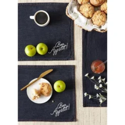 Design Imports Bon Appetit Denim Embroidered Placemat Set/4