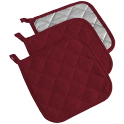 Design Imports Terry Solid Potholder Set 3 Piece Wine 7X7" -Design Imports GUEST 9587d1d0 89ed 4a28 bd6a 7d1c59cde67e