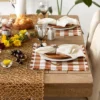 Design Imports Cinnamon Heavyweight Check Fringed Placemat Set/6