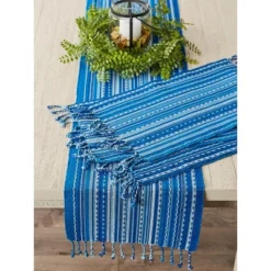 Design Imports Blue Tonal Stripe With Fringe Placemat Set/6 -Design Imports GUEST 95e55b18 9c58 4300 b6b0 220020dcb492