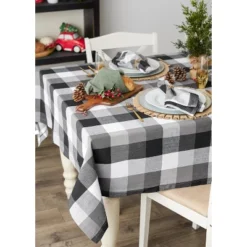 Design Imports Black Tri Color Check Tablecloth 52X52 -Design Imports GUEST 96b40a38 73b4 45ba acd5 b4ea1b94d577 1