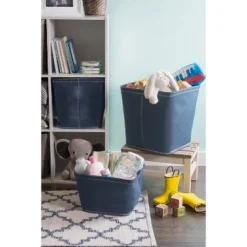 Design Imports Poly Bin Zig-Zag Stitch Variegated Blue Trapezoid 11X11X11 Set/2 -Design Imports GUEST 976a02be 9800 4b77 89fd ee58b6039b48