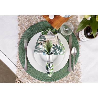 DII Metallic Woven Round Placemat, Green, 15" Diameter 4 DII Metallic Woven Round Placemat, Green, 15" Diameter - Image 4
