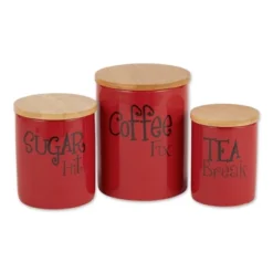 Design Imports Red Coffee/Sugar/Tea Ceramic Canister Set/3 -Design Imports GUEST 981fa892 baeb 488b a680 8ef5bda60ab8
