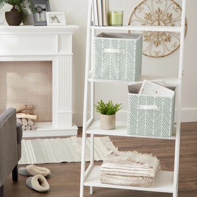 Nonwoven Polyester Cube Herringbone Mint Square 11x11x11 Set/2 9 Nonwoven Polyester Cube Herringbone Mint Square 11x11x11 Set/2 - Image 9